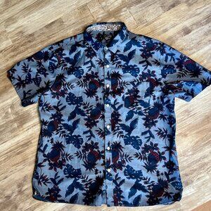 Van Heusen-Mens Hawaiian Shirt-XL Extra Large 17.5-Button Down-Short Sleeve
